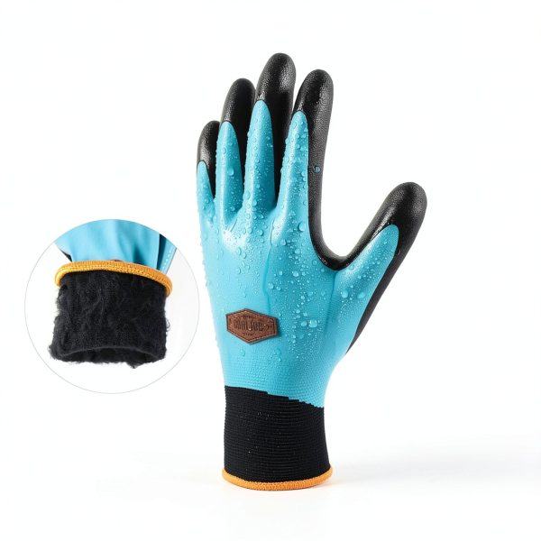 COOLJOB Waterproof Work Gloves Fleece Blue Winter Cold-1