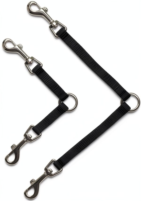 PetEdge Double Dog Leash Black Nylon TP814 12 17-1