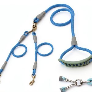 Dog Double Leash AKEISHE Nylon Swivel Design-0