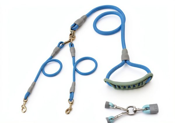 Dog Double Leash AKEISHE Nylon Swivel Design-0