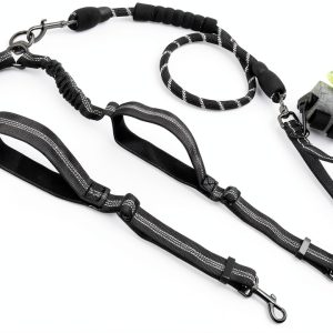 Tiesenci Double Dog Leash Swivel Reflective Rope Padded Handle Model-0