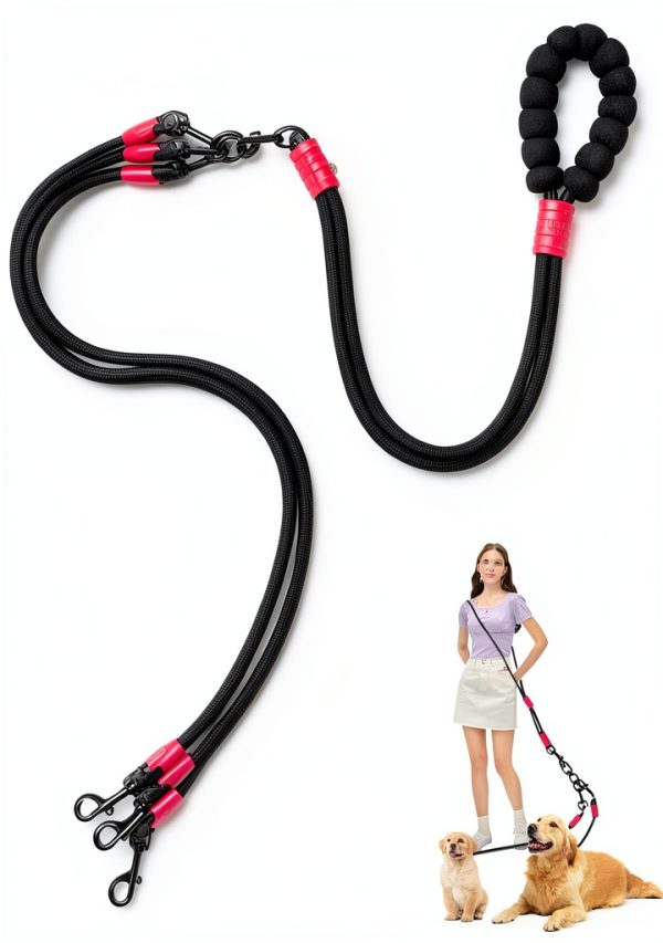 Luck Dawn 3‑Way Dog Leash Adjustable Nylon – Black, Blue, Purple-0