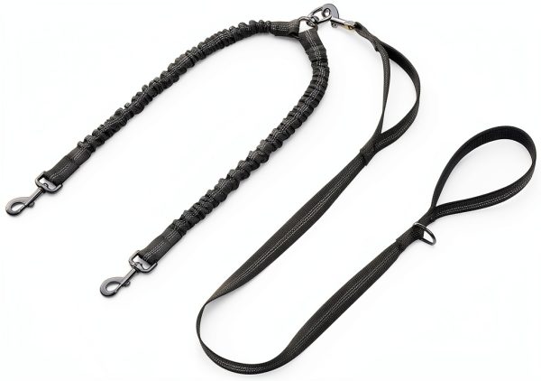 Dog Double Leash iYoPets Nylon Bungee Design-0