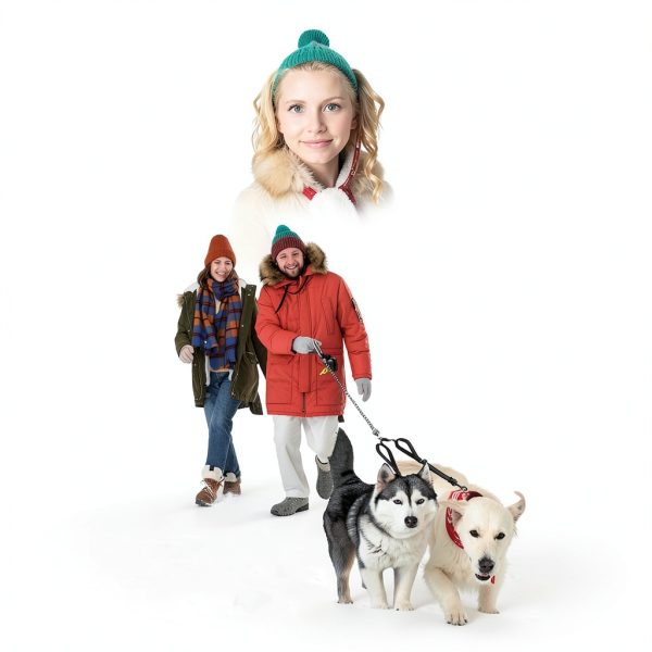 Tiesenci Double Dog Leash Swivel Reflective Rope Padded Handle Model-1