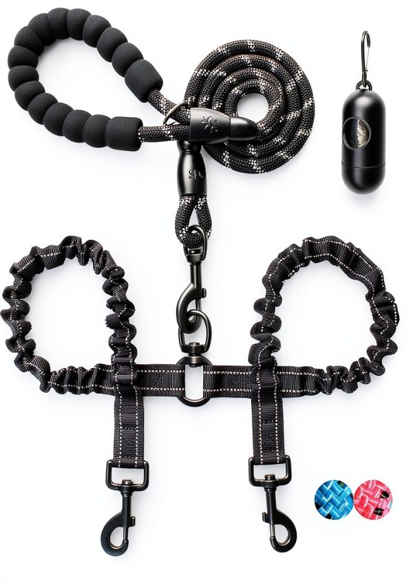 Dog Double Leash Heima Heavy Duty 48in Reflective-0