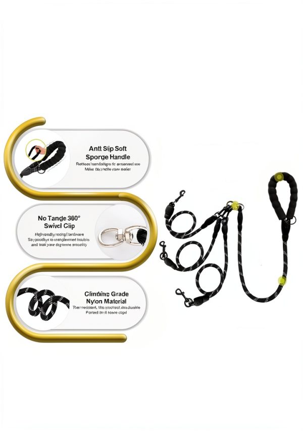 LEOSASA 3-Dog Leash Pet Supplies Nylon Rope-3