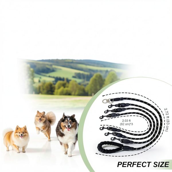 LEOSASA 3-Dog Leash Pet Supplies Nylon Rope-1