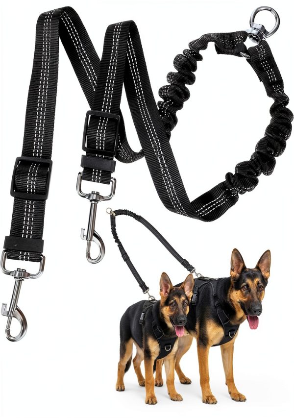 ElevateTech Double Dog Leash for Two Dogs Nylon-0
