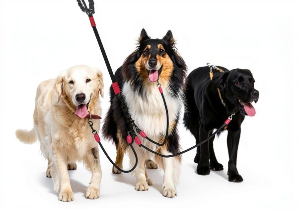 Luck Dawn 3‑Way Dog Leash Adjustable Nylon – Black, Blue, Purple-5