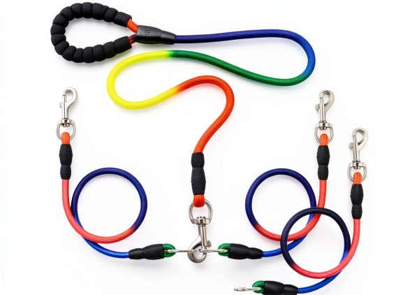SonQueen Double Dog Leash 5.7ft Mountain Rope Blue/Black Size S L-0
