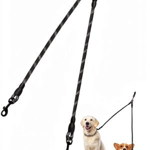 Taglory Double Dog Leash Coupler 30 Inch Reflective Nylon Orange-0