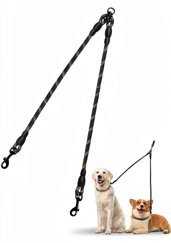 Taglory Double Dog Leash Coupler 30 Inch Reflective Nylon Orange-0