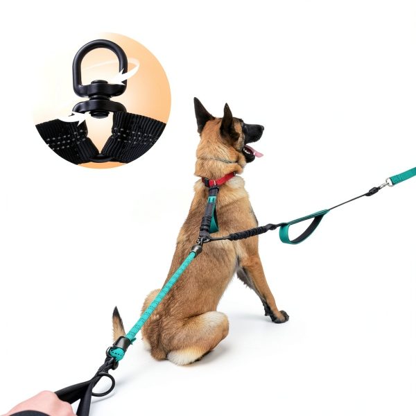 SparklyPets Double Dog Leash Adjustable Premium Silver Gold Bungee-1