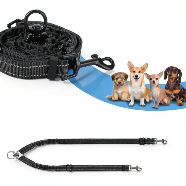 Dog Double Leash Splitter AWP56 Nylon Adjustable Small Medium Colors-2
