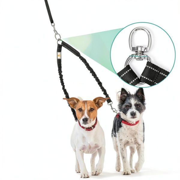 Dog Double Leash Coupler SnagleDirect Black Red 0-30lb/30-150lb-2