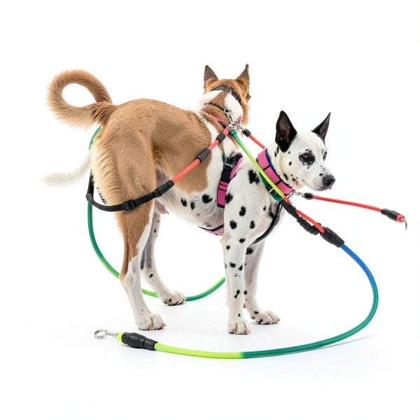 SonQueen Double Dog Leash 5.7ft Mountain Rope Blue/Black Size S L-8