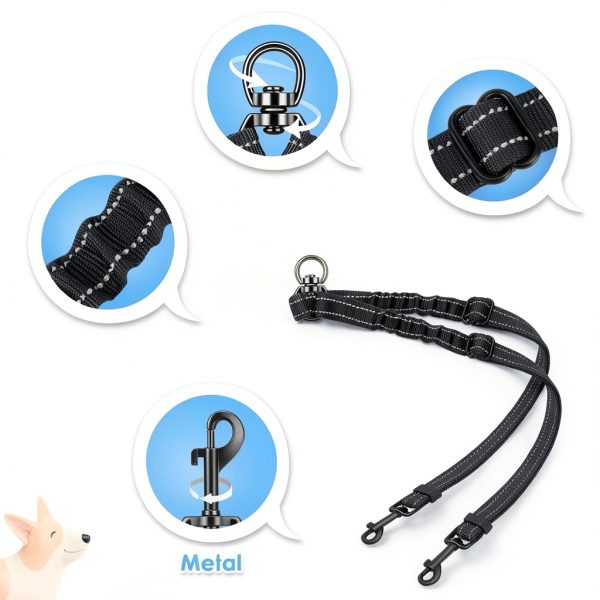 Dog Double Leash Splitter AWP56 Nylon Adjustable Small Medium Colors-3