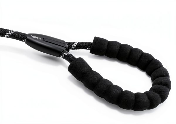 iYoPets Double Dog Leash with Bungee Extension, 30in Rope, Black/Blue-2
