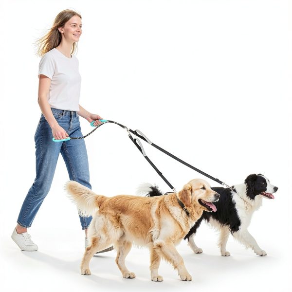 XiaZ Dual Dog Leash 5.5ft Rotating Swivel with 4 Handles Multi Size-2