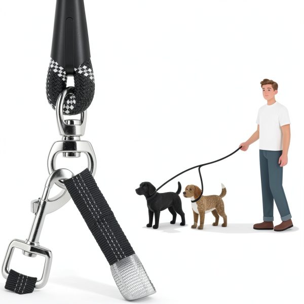 XiaZ Dual Dog Leash 5.5ft Rotating Swivel with 4 Handles Multi Size-3
