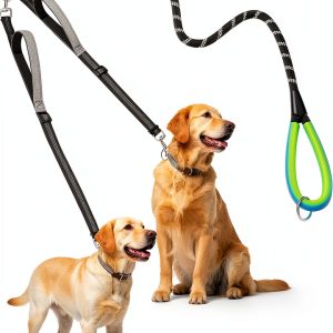 XiaZ Dual Dog Leash 5.5ft Rotating Swivel with 4 Handles Multi Size-0
